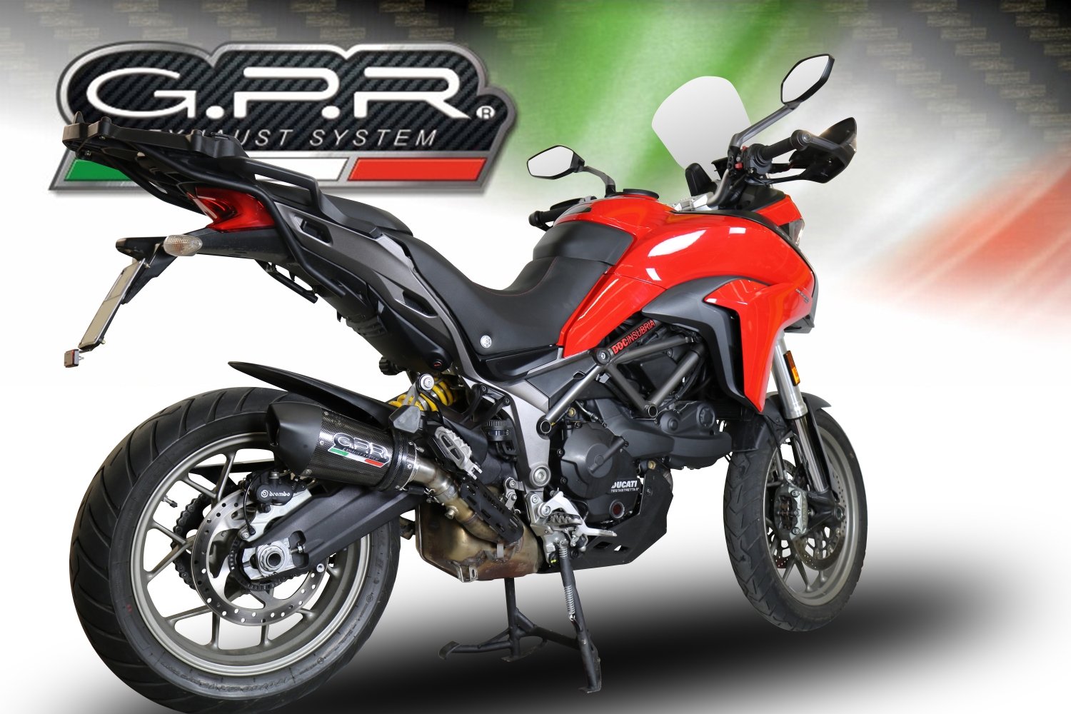 Exhaust compatible with Ducati Multistrada 950 V2 S 2021-2024, GP Evo4 Poppy, Slip-on exhaust including removable db killer and link pipe 
