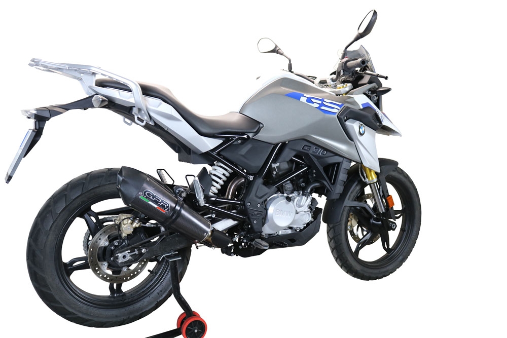 Pot echappement compatible avec Bmw G 310 Gs 2022-2024, Gpe Ann. Poppy, Pot échappement complet, non légal pour les pays de l'UE, avec db killer amovible 