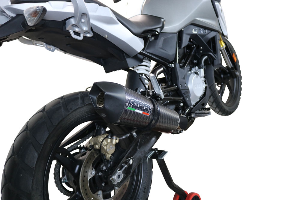 Pot echappement compatible avec Bmw G 310 Gs 2022-2024, Gpe Ann. Poppy, Pot échappement complet, non légal pour les pays de l'UE, avec db killer amovible 
