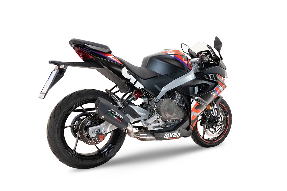 Pot echappement compatible avec Aprilia RS 457 2024-2025, Gpe Ann. Black titanium, Pot Echappement homologué pour les marchés non européens 