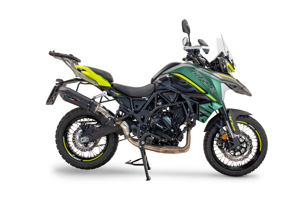 Exhaust compatible with Benelli Trk 702 X 2023-2024, GP Evo4 Black Titanium, Slip-on exhaust including removable db killer and link pipe 