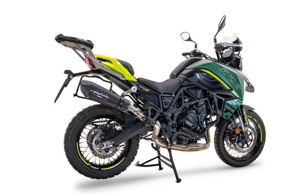 Exhaust compatible with Benelli Trk 702 X 2023-2024, GP Evo4 Black Titanium, Slip-on exhaust including removable db killer and link pipe 