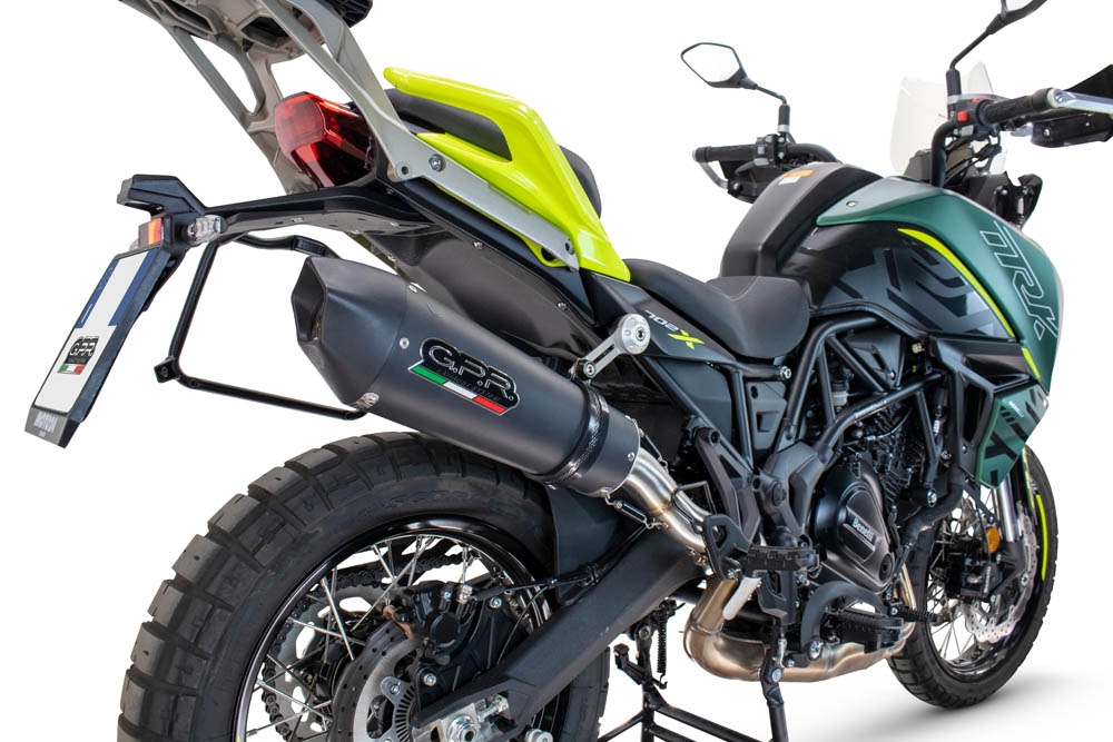 Exhaust compatible with Benelli Trk 702 X 2023-2024, GP Evo4 Black Titanium, Slip-on exhaust including removable db killer and link pipe 