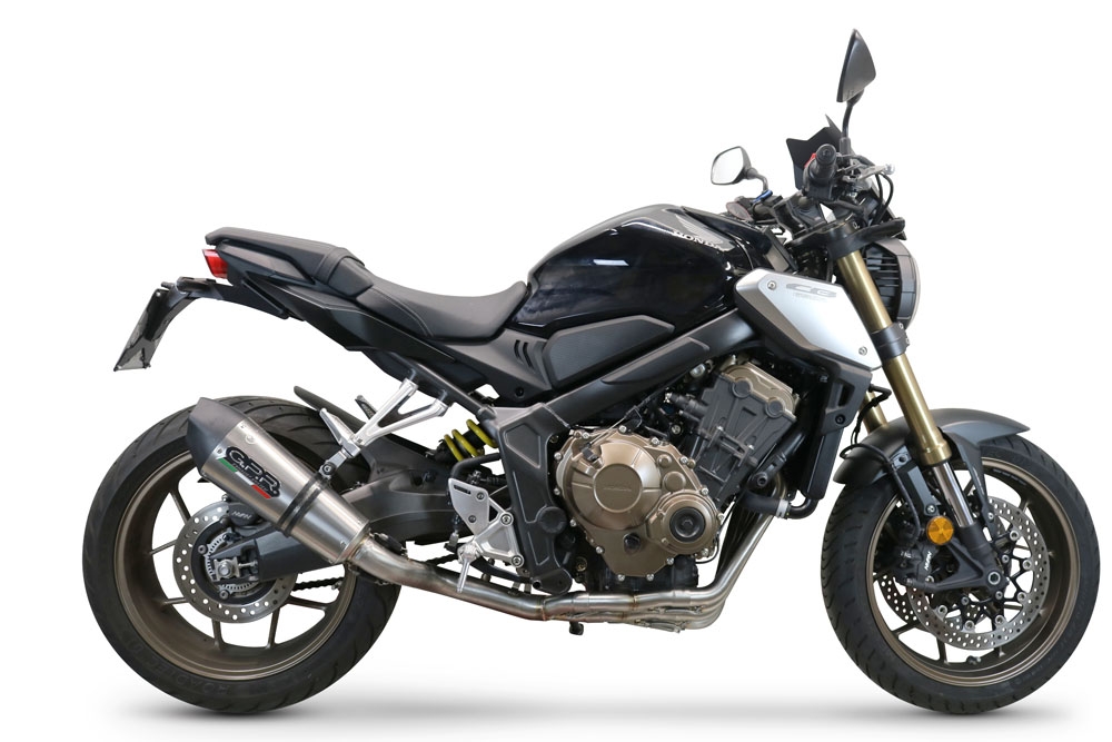 Pot echappement compatible avec Honda Cb 650 F 2017-2018, Gpe Ann. Titanium, Pot échappement complet, non légal pour les pays de l'UE, avec db killer amovible 