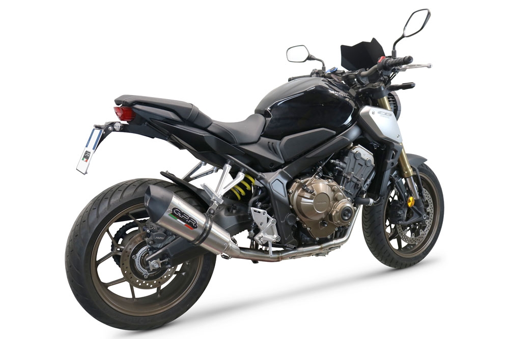 Pot echappement compatible avec Honda Cb 650 F 2017-2018, Gpe Ann. Titanium, Pot échappement complet, non légal pour les pays de l'UE, avec db killer amovible 