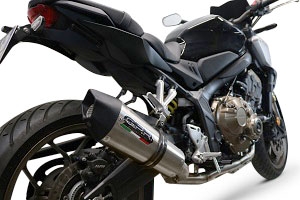 Pot echappement compatible avec Honda Cb 650 F 2017-2018, Gpe Ann. Titanium, Pot échappement complet, non légal pour les pays de l'UE, avec db killer amovible 