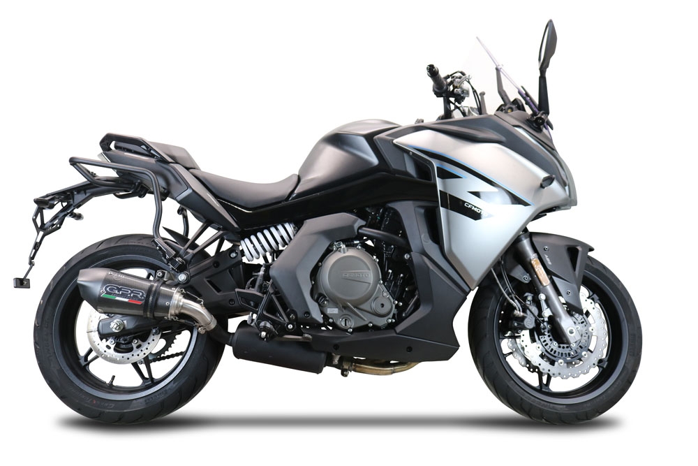 Exhaust compatible with Cf Moto 650 Gt 2022-2024, GP Evo4 Poppy, Slip-on exhaust including removable db killer and link pipe 