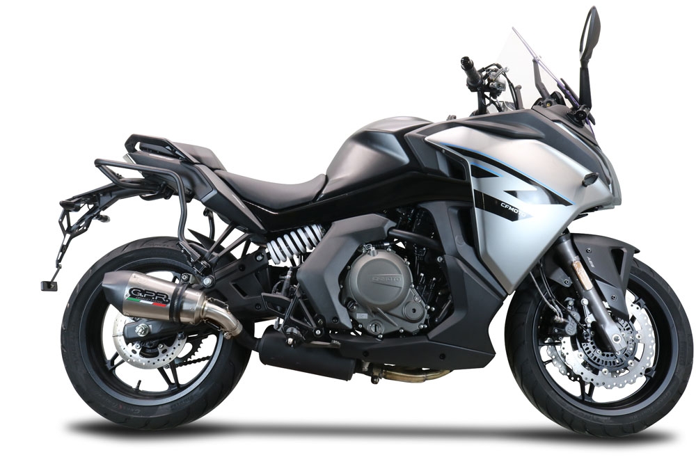 Exhaust compatible with Cf Moto 650 Gt 2022-2024, GP Evo4 Titanium, Slip-on exhaust including removable db killer and link pipe 