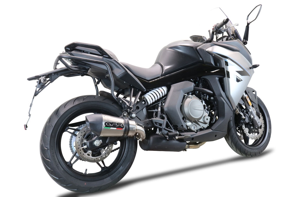Exhaust compatible with Cf Moto 650 Gt 2022-2024, GP Evo4 Titanium, Slip-on exhaust including removable db killer and link pipe 