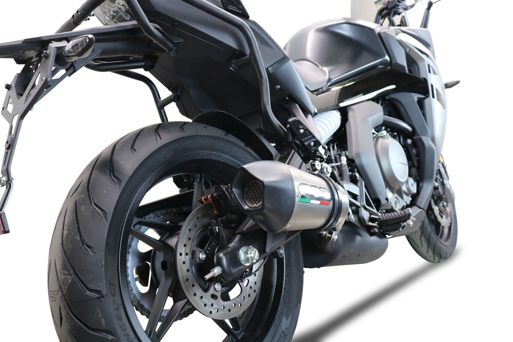 Exhaust compatible with Cf Moto 650 Gt 2022-2024, GP Evo4 Titanium, Slip-on exhaust including removable db killer and link pipe 
