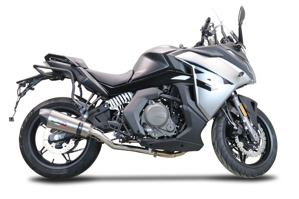 Pot echappement compatible avec Cf Moto 650 Gt 2022-2024, Gpe Ann. Titanium, Système demi complet homologué,pas légal pour les marchés européens, y compris db killer amovible 