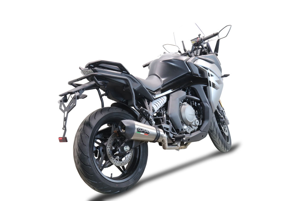 Pot echappement compatible avec Cf Moto 650 Gt 2022-2024, Gpe Ann. Titanium, Système demi complet homologué,pas légal pour les marchés européens, y compris db killer amovible 