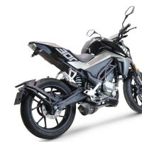 Pot echappement compatible avec Cf Moto 300 NK 2022-2024, GP Evo4 Poppy, Pot échappement complet, non légal pour les pays de l'UE, avec db killer amovible 