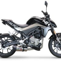 Pot echappement compatible avec Cf Moto 300 NK 2022-2024, GP Evo4 Titanium, Pot échappement complet, non légal pour les pays de l'UE, avec db killer amovible 