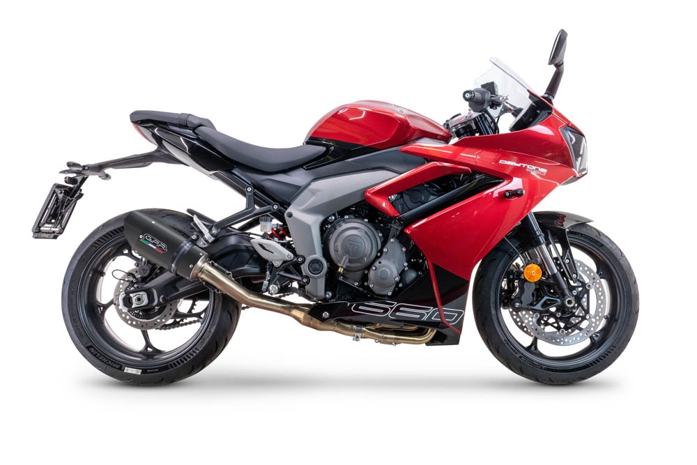 Exhaust compatible with Triumph Daytona 660 2023-2025, Gpe Ann. Black titanium, Full system exhaust, including removable db killer 