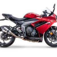 Pot echappement compatible avec Triumph Daytona 660 2023-2025, Gpe Ann. titanium, Pot échappement complet, non légal pour les pays de l'UE, avec db killer amovible 