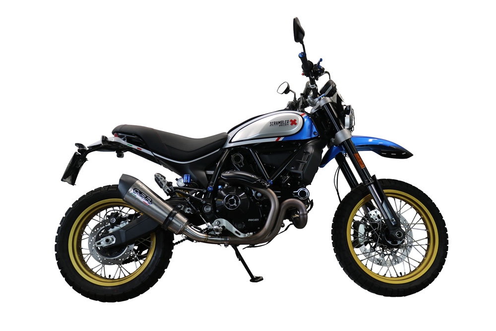 Pot echappement compatible avec Ducati Scrambler 800 Desert Sled -DS Fasthouse 2021-2024, Gpe Ann. Titanium, Pot Echappement homologué pour les marchés non européens 