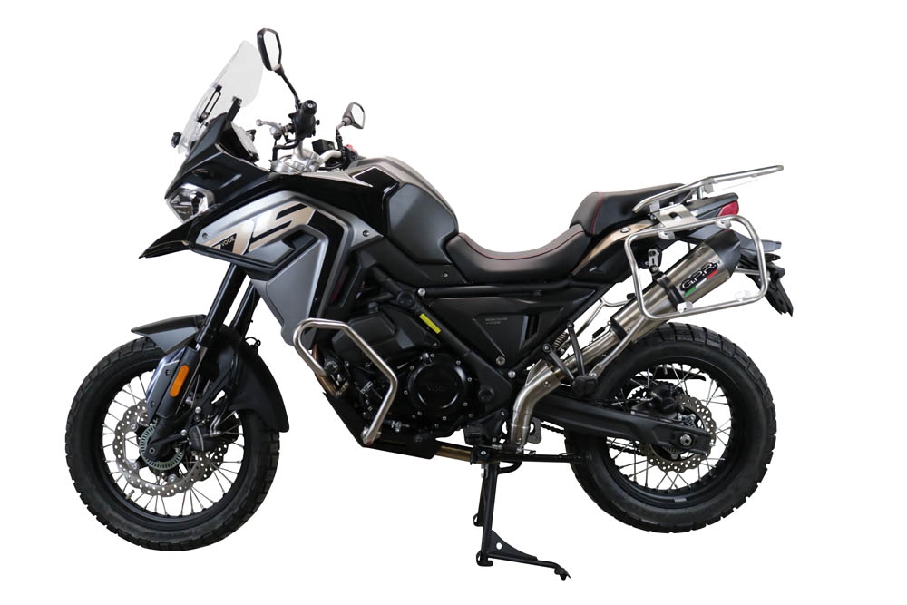Exhaust compatible with Voge 650DSX 2021-2024, Gpe Ann. titanium, Slip-on exhaust including link pipe and removable db killer 