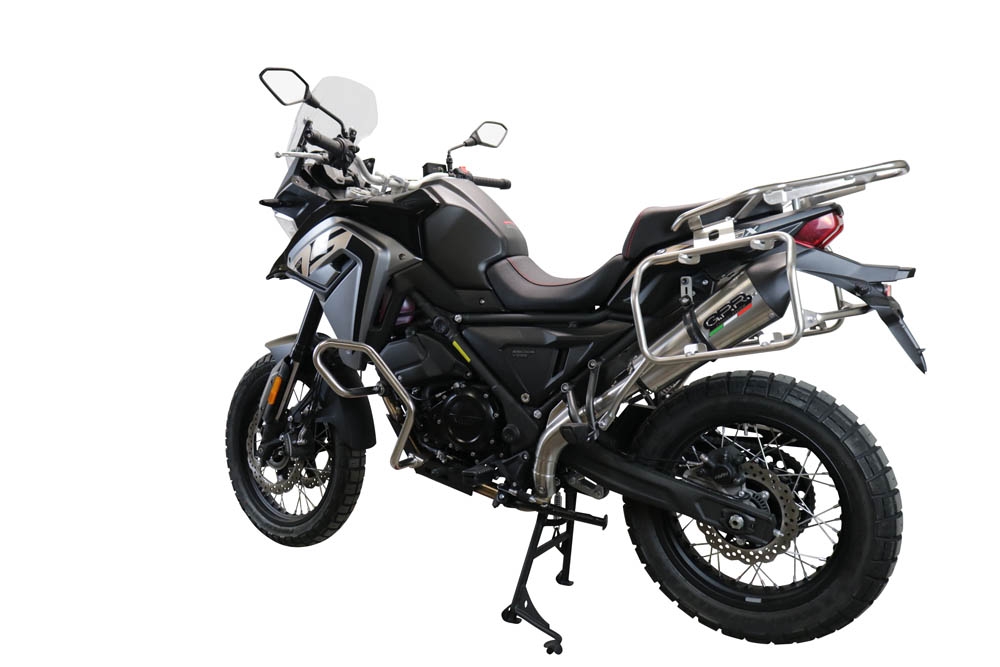 Exhaust compatible with Voge 650DSX 2021-2024, Gpe Ann. titanium, Slip-on exhaust including link pipe and removable db killer 