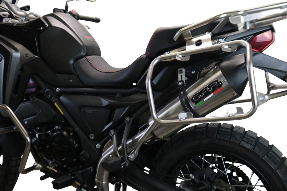 Exhaust compatible with Voge 650DSX 2021-2024, Gpe Ann. titanium, Slip-on exhaust including link pipe and removable db killer 