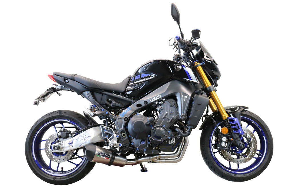 Pot echappement compatible avec Yamaha Mt-09 2021-2024, Gpe Ann. titanium, Pot échappement complet, non légal pour les pays de l'UE, avec db killer amovible 