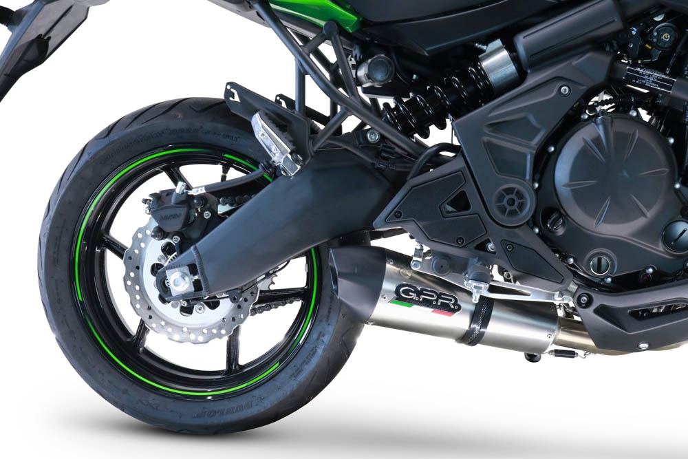 Pot echappement compatible avec Kawasaki Versys 650 2021-2022, Gpe Ann. Titanium, Pot échappement complet, non légal pour les pays de l'UE, avec db killer amovible 