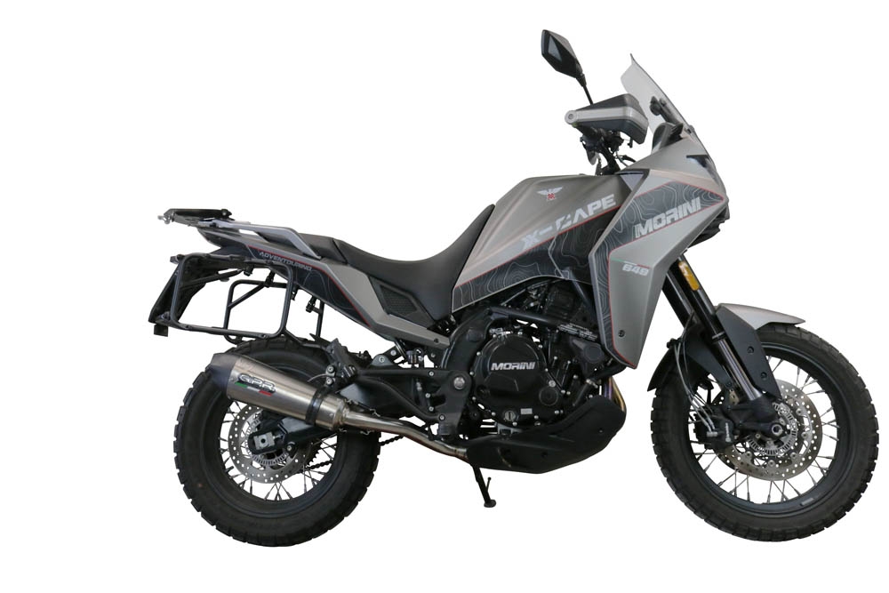 Pot echappement compatible avec Moto Morini X-CAPE 650 2021-2024, Gpe Ann. titanium, Système demi complet homologué,pas légal pour les marchés européens, y compris db killer amovible 