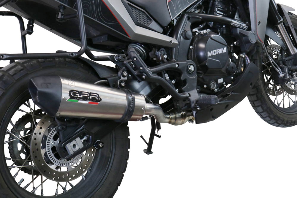 Pot echappement compatible avec Moto Morini X-CAPE 650 2021-2024, Gpe Ann. titanium, Système demi complet homologué,pas légal pour les marchés européens, y compris db killer amovible 