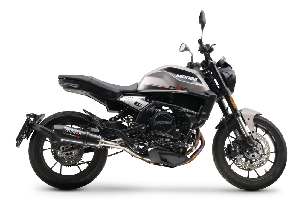 Pot echappement compatible avec Moto Morini Seiemmezzo Scr 2022-2024, Gpe Ann. Poppy, Système demi complet homologué,pas légal pour les marchés européens, y compris db killer amovible 