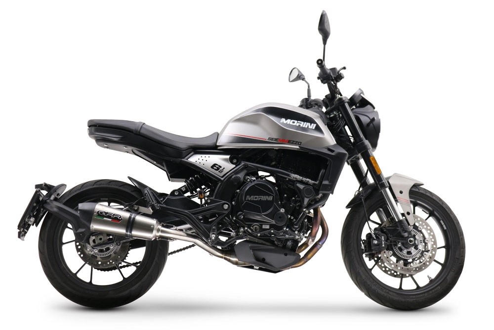 Exhaust compatible with Moto Morini Seiemmezzo Scr 2022-2024, Gpe Ann. titanium, Mid-Full system exhaust including removable db killer 
