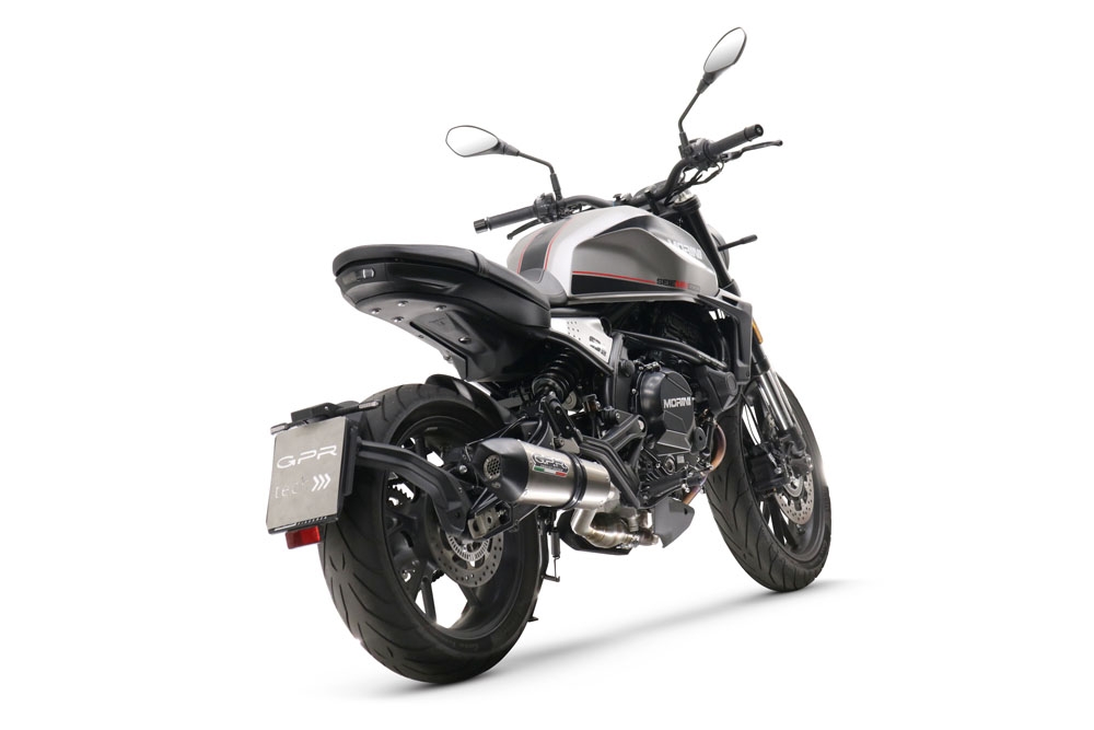 Exhaust compatible with Moto Morini Seiemmezzo Scr 2022-2024, Gpe Ann. titanium, Mid-Full system exhaust including removable db killer 