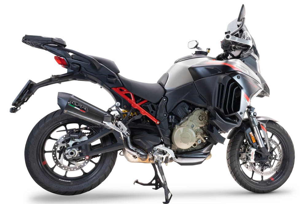 Exhaust compatible with Ducati Multistrada V4 Rally 2023-2024, GP Evo4 Poppy, Slip-on exhaust including removable db killer and link pipe 