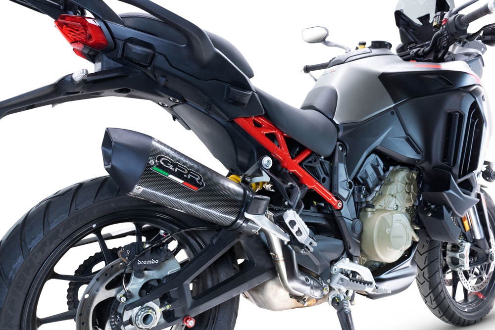 Exhaust compatible with Ducati Multistrada V4 Rally 2023-2024, GP Evo4 Poppy, Slip-on exhaust including removable db killer and link pipe 