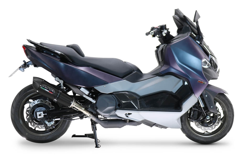 Exhaust compatible with Sym Maxsym TL 508 2021-2024, GP Evo4 Black Titanium, Slip-on exhaust including removable db killer and link pipe 