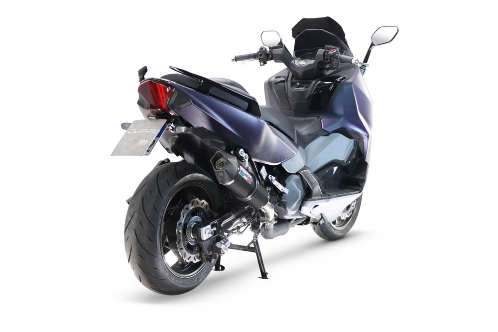 Exhaust compatible with Sym Maxsym TL 508 2021-2024, GP Evo4 Black Titanium, Slip-on exhaust including removable db killer and link pipe 