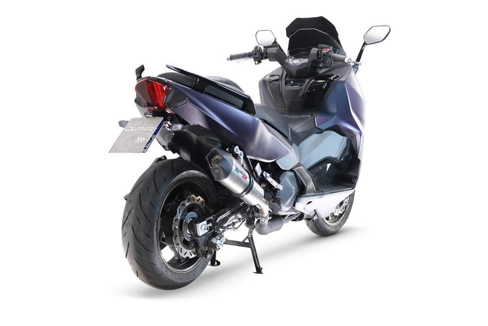 Exhaust compatible with Sym Maxsym TL 508 2021-2024, GP Evo4 Titanium, Slip-on exhaust including removable db killer and link pipe 