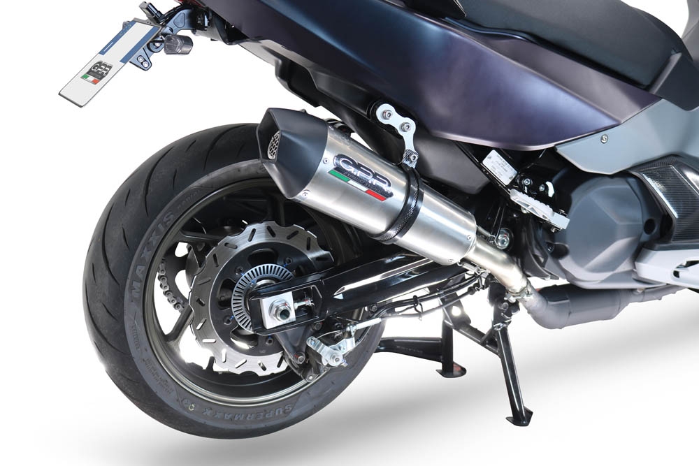 Exhaust compatible with Sym Maxsym TL 508 2021-2024, GP Evo4 Titanium, Slip-on exhaust including removable db killer and link pipe 