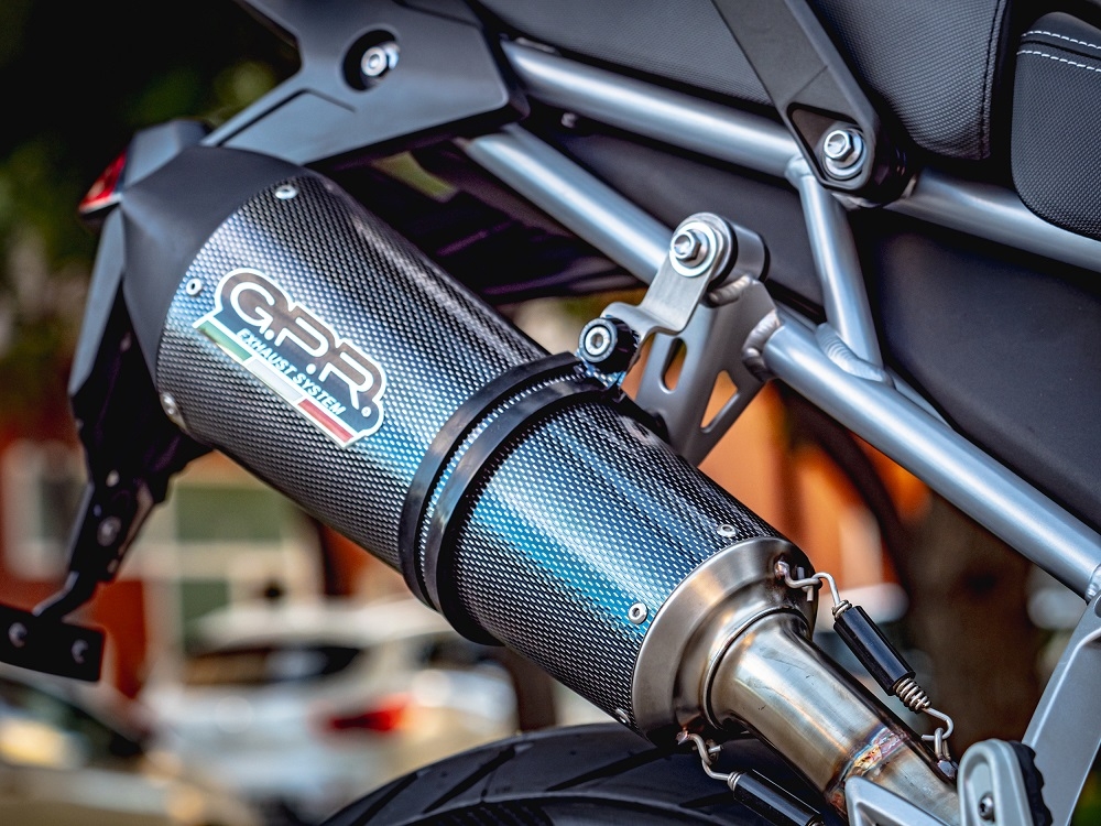 Pot echappement compatible avec Triumph Tiger 850 2020-2024, GP Evo4 Poppy, Échappement légal, homologué,silencieux avec db killer amovible et tuyau de liaison spécifique 