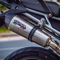 Pot echappement compatible avec Triumph Tiger 850 2020-2024, GP Evo4 Titanium, Échappement légal, homologué,silencieux avec db killer amovible et tuyau de liaison spécifique 