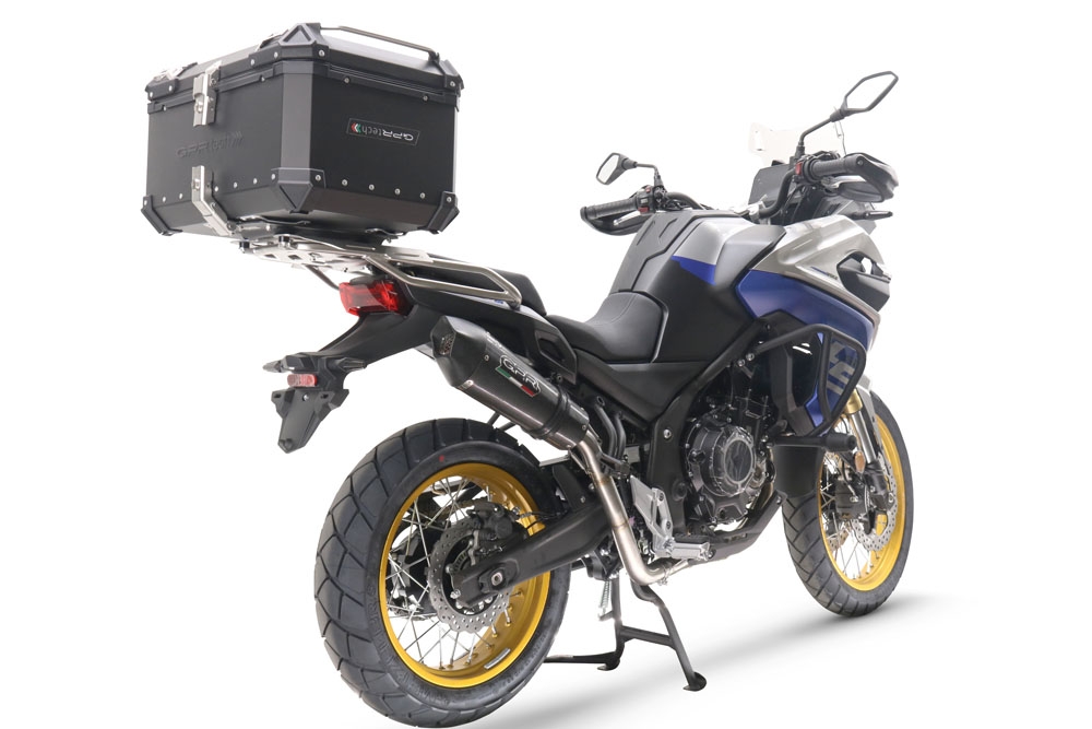 Exhaust compatible with Voge 525DSX 2023-2024, GP Evo4 Poppy, Slip-on exhaust including removable db killer and link pipe 