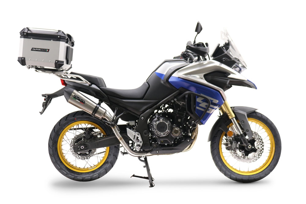 Exhaust compatible with Voge 525DSX 2023-2024, GP Evo4 Titanium, Slip-on exhaust including removable db killer and link pipe 