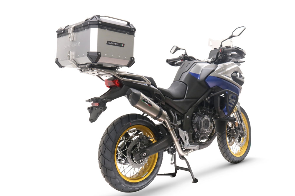 Exhaust compatible with Voge 525DSX 2023-2024, GP Evo4 Titanium, Slip-on exhaust including removable db killer and link pipe 
