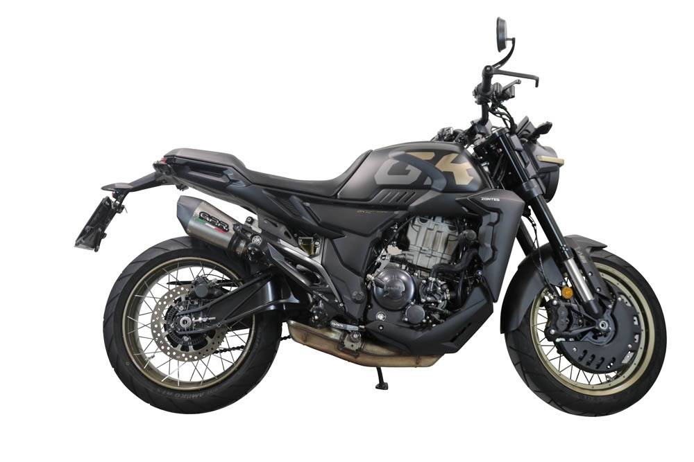 Exhaust compatible with Zontes 350 GK 2022-2024, GP Evo4 Titanium, Slip-on exhaust including removable db killer and link pipe 