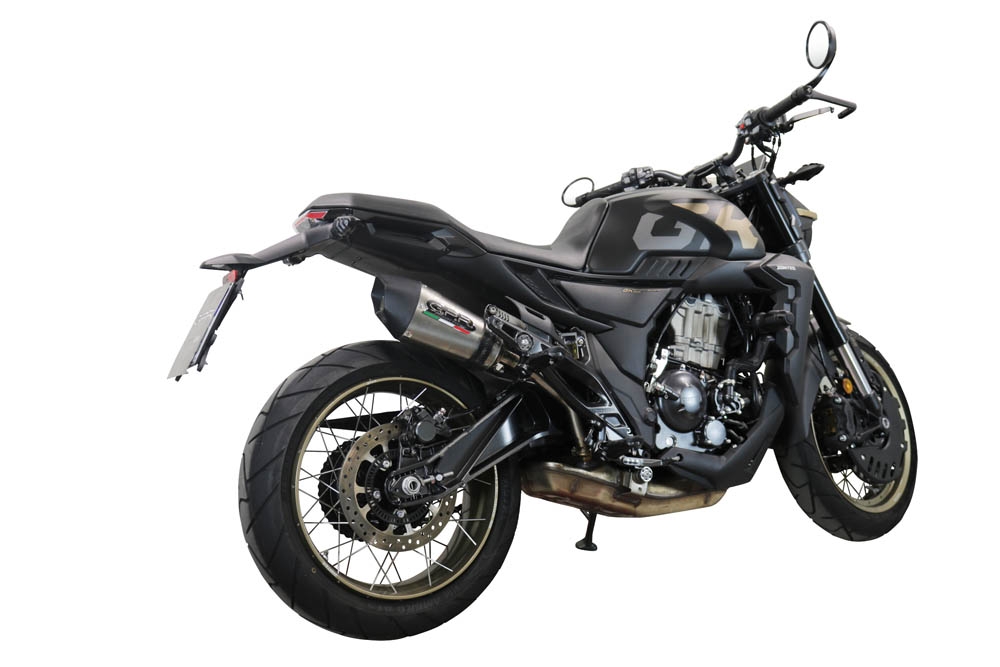 Exhaust compatible with Zontes 350 GK 2022-2024, GP Evo4 Titanium, Slip-on exhaust including removable db killer and link pipe 